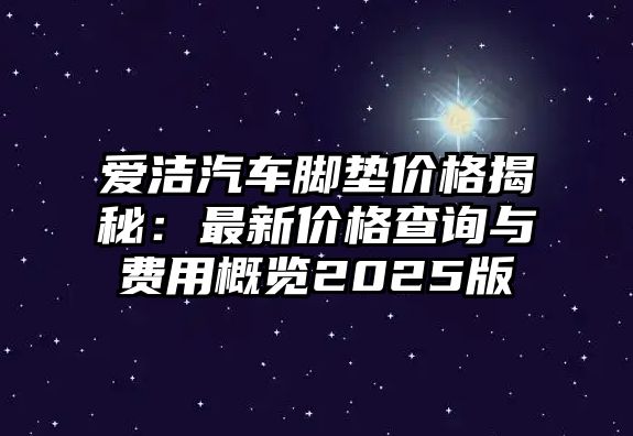 愛潔汽車腳墊價格揭秘：最新價格查詢與費用概覽2025版