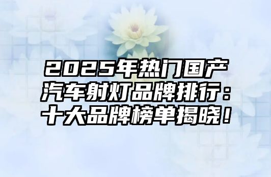 2025年熱門國產(chǎn)汽車射燈品牌排行：十大品牌榜單揭曉！